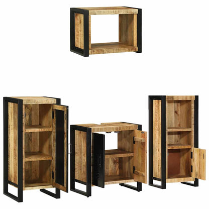 vidaXL Bathroom Furniture Set 4 pcs Brown and Black Solid Mango Wood 3