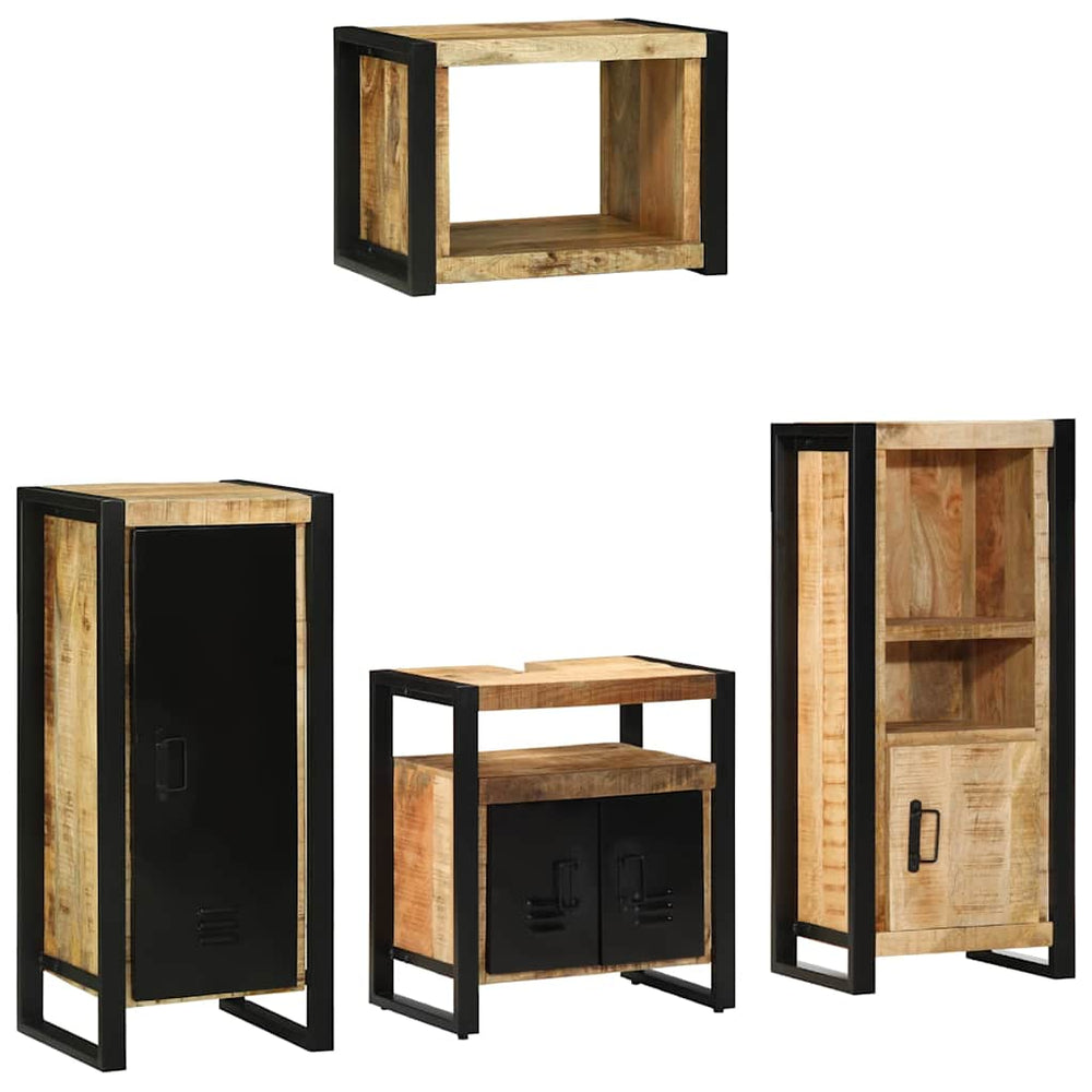 vidaXL Bathroom Furniture Set 4 pcs Brown and Black Solid Mango Wood