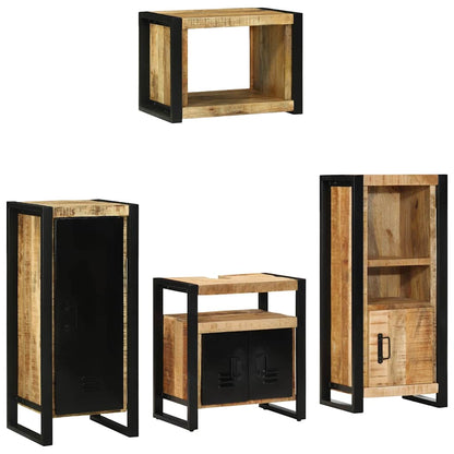 vidaXL Bathroom Furniture Set 4 pcs Brown and Black Solid Mango Wood 2