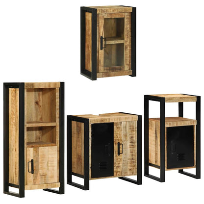 vidaXL Bathroom Furniture Set 4 pcs Brown Soild Mango Wood 1