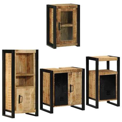 vidaXL Bathroom Furniture Set 4 pcs Brown Soild Mango Wood 2