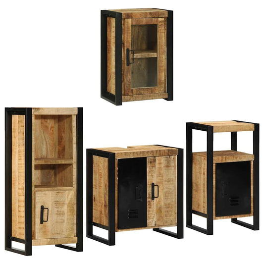 vidaXL Bathroom Furniture Set 4 pcs Brown Soild Mango Wood 2