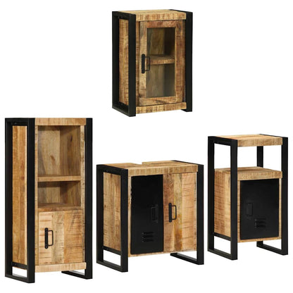 vidaXL Bathroom Furniture Set 4 pcs Brown Soild Mango Wood 3