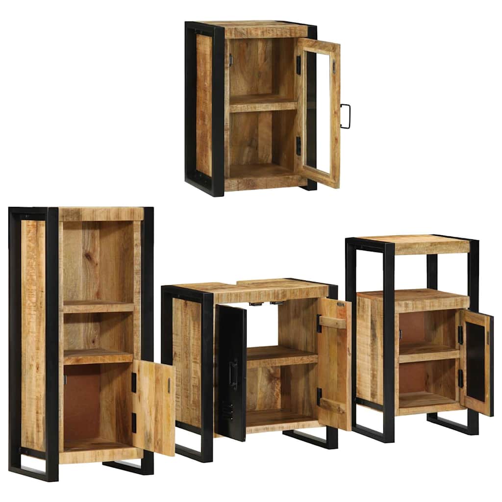 vidaXL Bathroom Furniture Set 4 pcs Brown Soild Mango Wood 4
