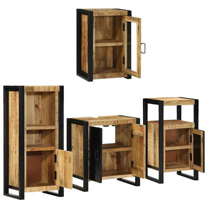 vidaXL Bathroom Furniture Set 4 pcs Brown Soild Mango Wood 4