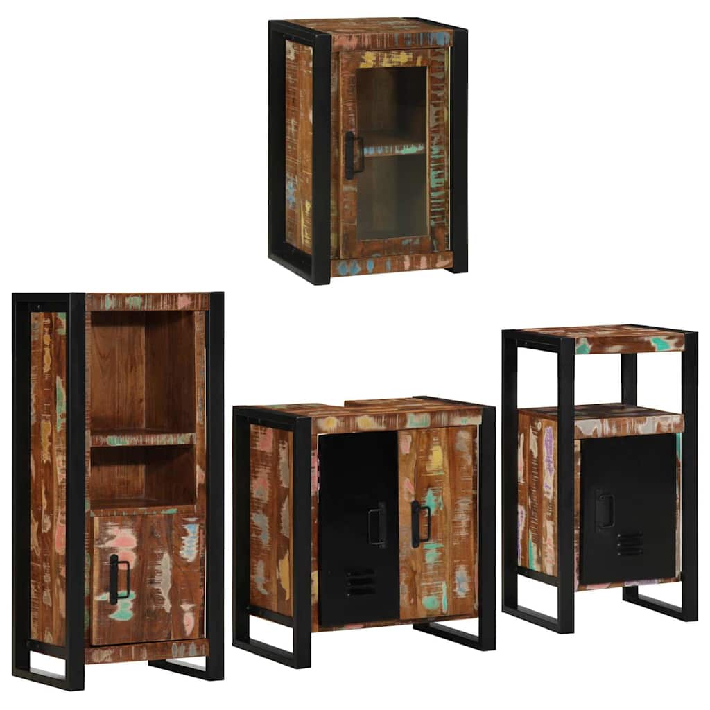 vidaXL Bathroom Furniture Set 4 pcs Multicolour Solid Reclaimed Wood 1