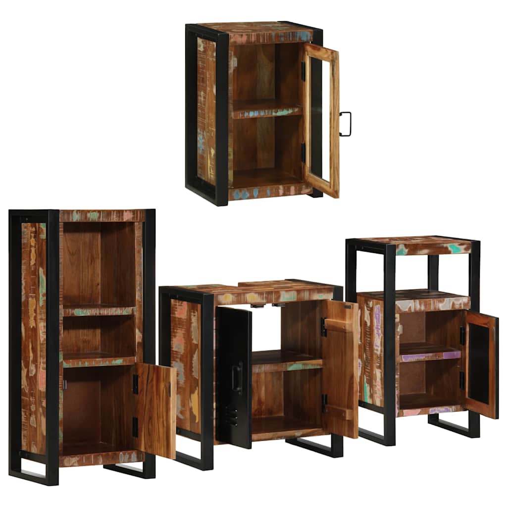 vidaXL Bathroom Furniture Set 4 pcs Multicolour Solid Reclaimed Wood 4
