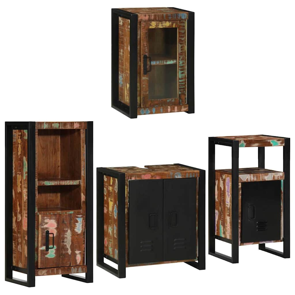 vidaXL Bathroom Furniture Set 4 pcs Multicolour Solid Reclaimed Wood 1