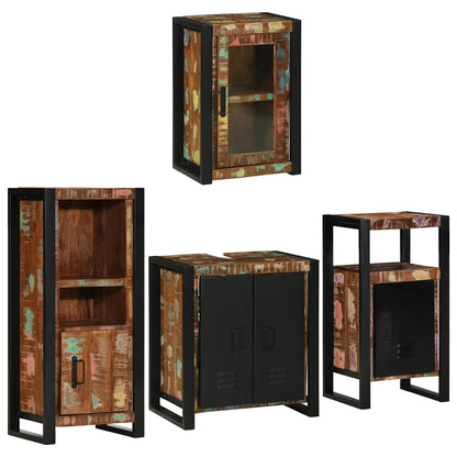 vidaXL Bathroom Furniture Set 4 pcs Multicolour Solid Reclaimed Wood 2