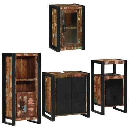 vidaXL Bathroom Furniture Set 4 pcs Multicolour Solid Reclaimed Wood 3