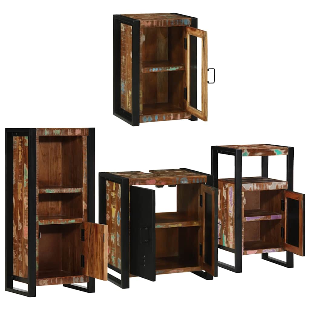 vidaXL Bathroom Furniture Set 4 pcs Multicolour Solid Reclaimed Wood 4
