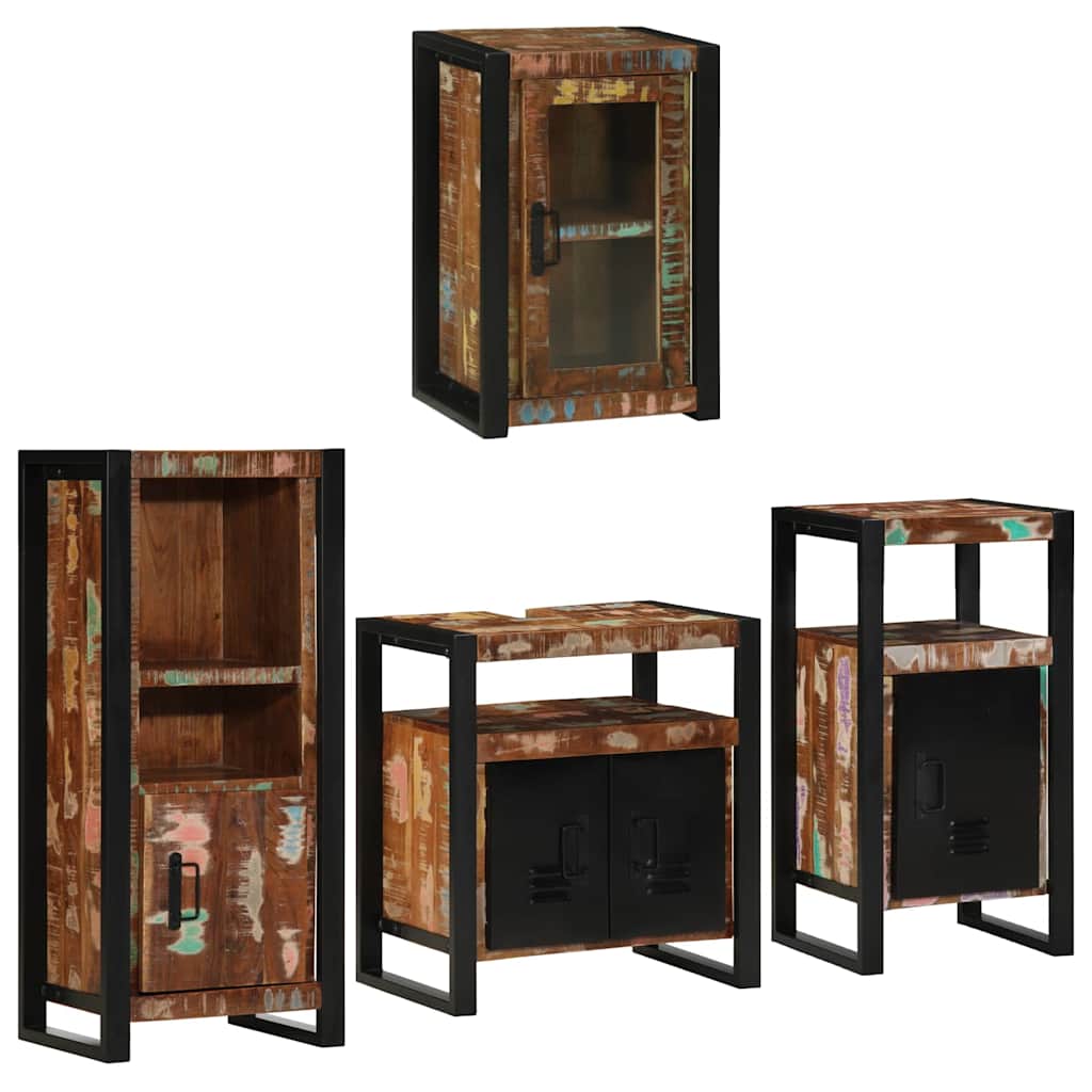 vidaXL Bathroom Furniture Set 4 pcs Multicolour Solid Reclaimed Wood 1