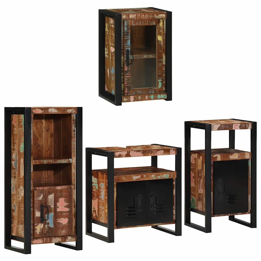 vidaXL Bathroom Furniture Set 4 pcs Multicolour Solid Reclaimed Wood 3