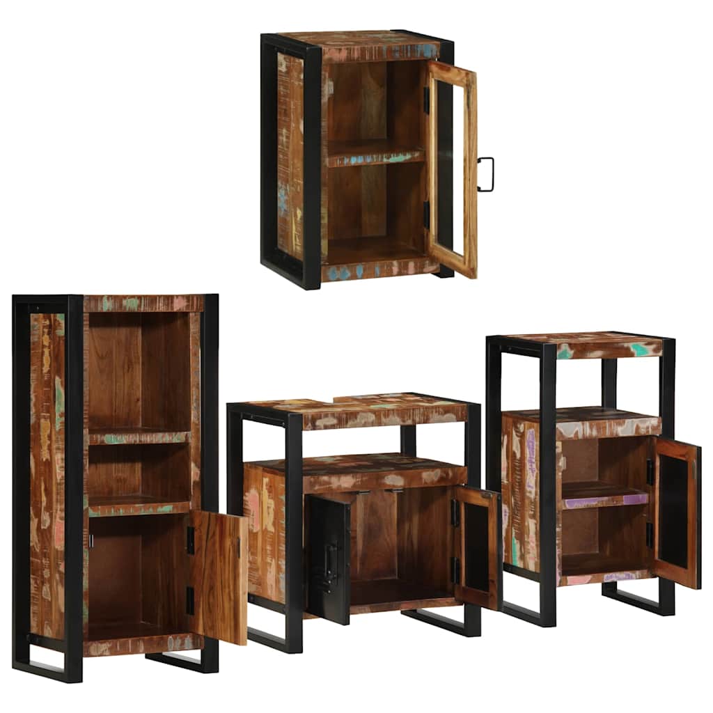 vidaXL Bathroom Furniture Set 4 pcs Multicolour Solid Reclaimed Wood 4