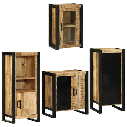vidaXL Bathroom Furniture Set 4 pcs Brown Soild Mango Wood 1