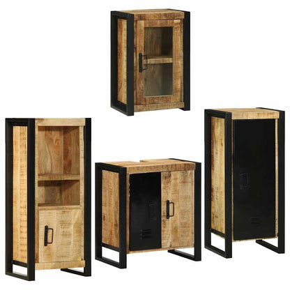 vidaXL Bathroom Furniture Set 4 pcs Brown Soild Mango Wood 2