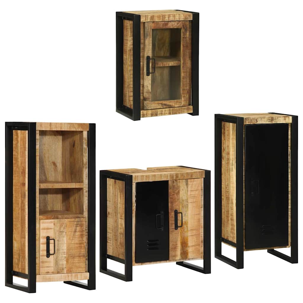 vidaXL Bathroom Furniture Set 4 pcs Brown Soild Mango Wood 3