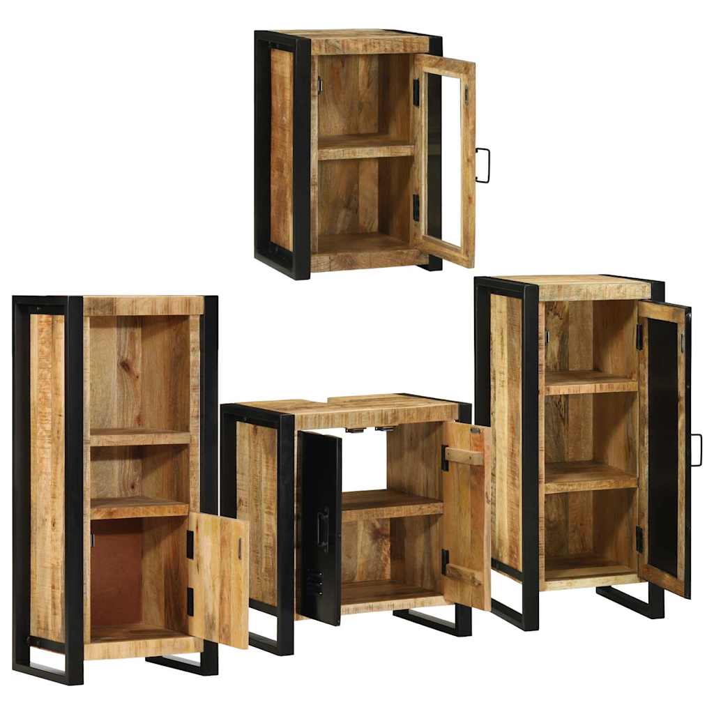 vidaXL Bathroom Furniture Set 4 pcs Brown Soild Mango Wood 4
