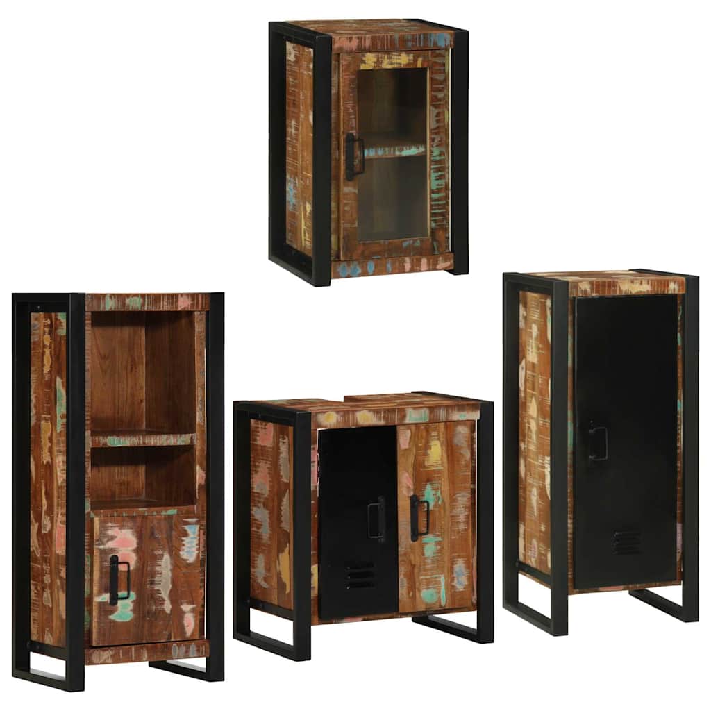 vidaXL Bathroom Furniture Set 4 pcs Multicolour Solid Reclaimed Wood 1
