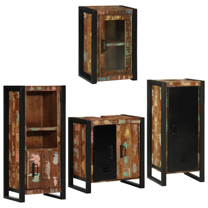 vidaXL Bathroom Furniture Set 4 pcs Multicolour Solid Reclaimed Wood 1