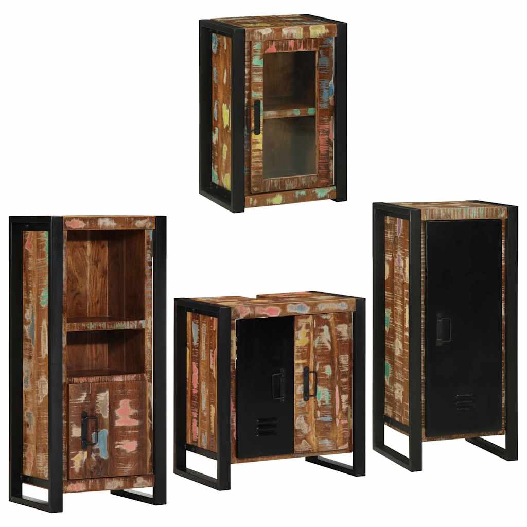 vidaXL Bathroom Furniture Set 4 pcs Multicolour Solid Reclaimed Wood 2