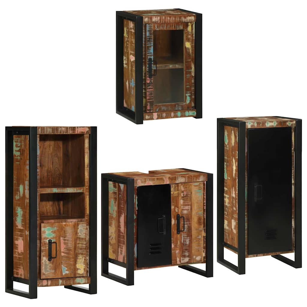 vidaXL Bathroom Furniture Set 4 pcs Multicolour Solid Reclaimed Wood 3