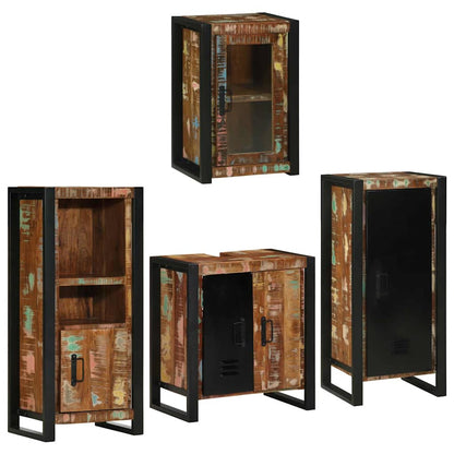 vidaXL Bathroom Furniture Set 4 pcs Multicolour Solid Reclaimed Wood 3