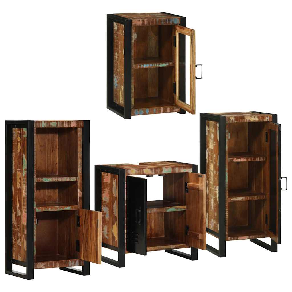 vidaXL Bathroom Furniture Set 4 pcs Multicolour Solid Reclaimed Wood 4