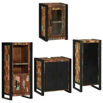 vidaXL Bathroom Furniture Set 4 pcs Multicolour Solid Reclaimed Wood 1