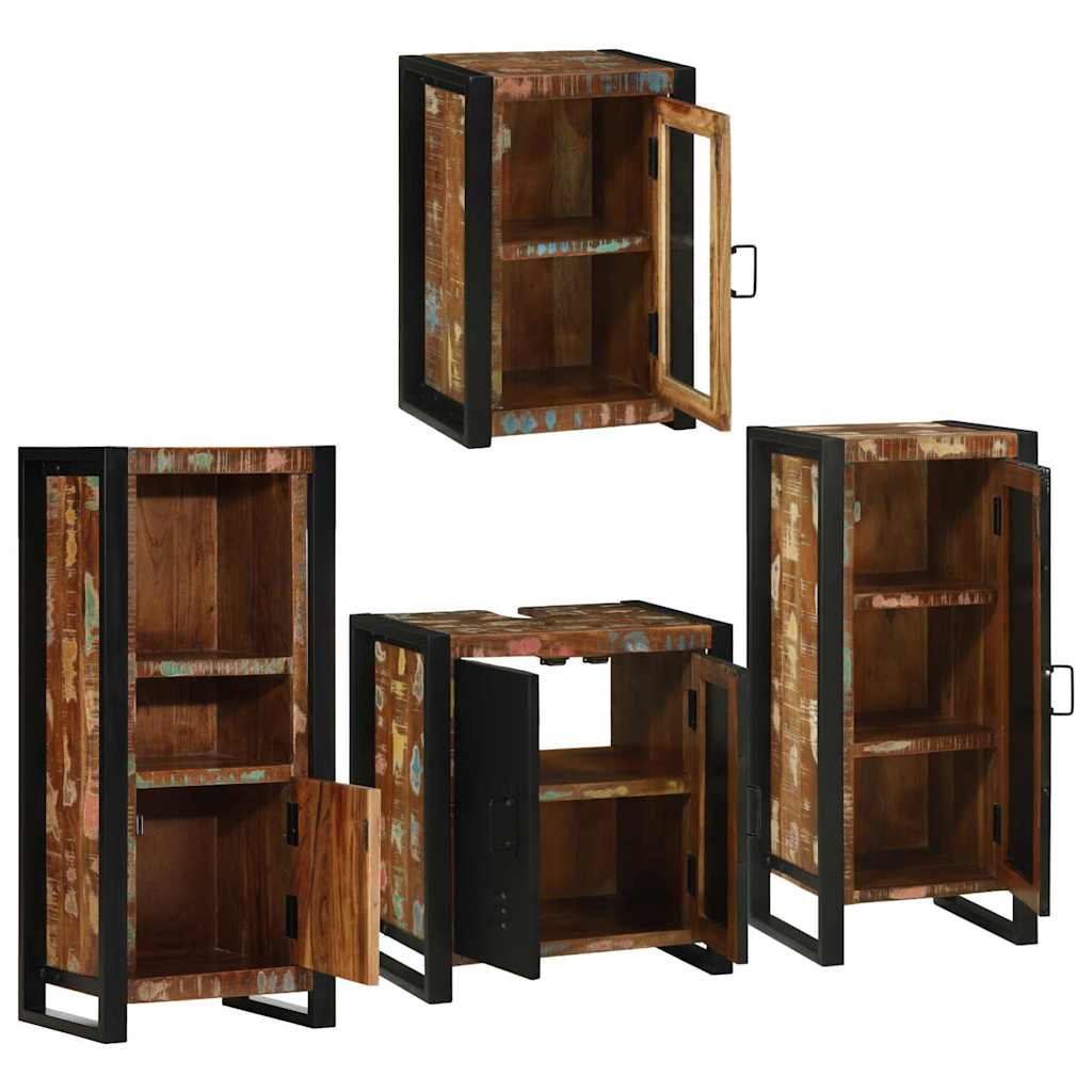 vidaXL Bathroom Furniture Set 4 pcs Multicolour Solid Reclaimed Wood 4