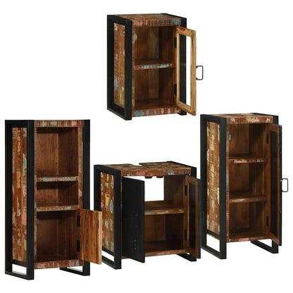 vidaXL Bathroom Furniture Set 4 pcs Multicolour Solid Reclaimed Wood 4