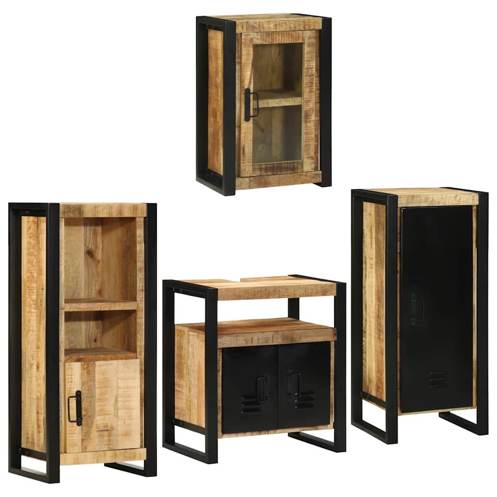 vidaXL Bathroom Furniture Set 4 pcs Brown Soild Mango Wood 1