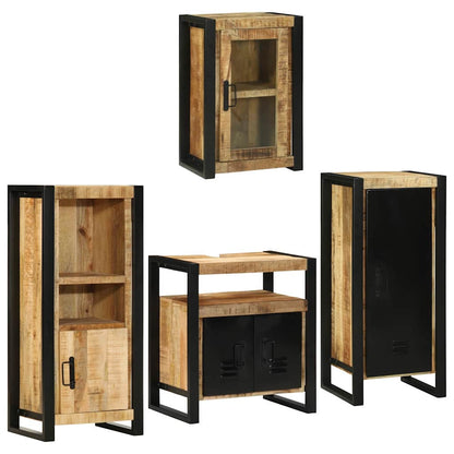 vidaXL Bathroom Furniture Set 4 pcs Brown Soild Mango Wood 1