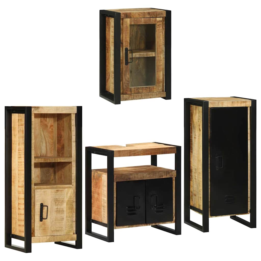 vidaXL Bathroom Furniture Set 4 pcs Brown Soild Mango Wood 2