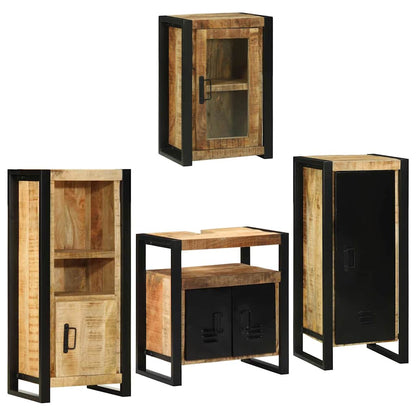 vidaXL Bathroom Furniture Set 4 pcs Brown Soild Mango Wood 2