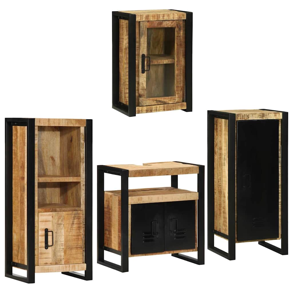 vidaXL Bathroom Furniture Set 4 pcs Brown Soild Mango Wood 3