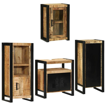 vidaXL Bathroom Furniture Set 4 pcs Brown Soild Mango Wood 3
