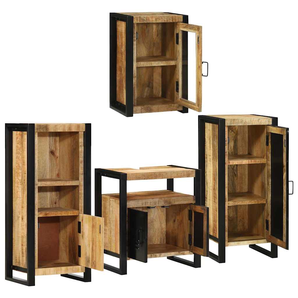 vidaXL Bathroom Furniture Set 4 pcs Brown Soild Mango Wood 4