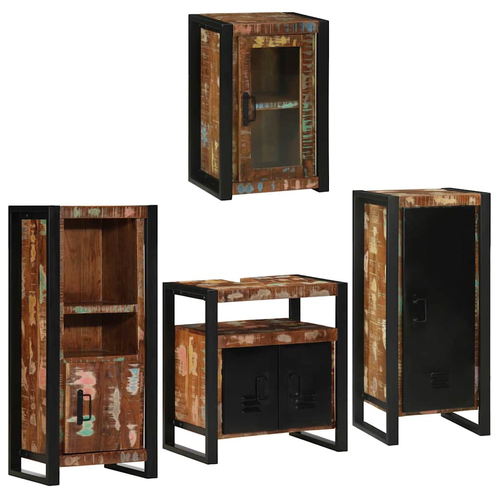 vidaXL Bathroom Furniture Set 4 pcs Multicolour Solid Reclaimed Wood 1