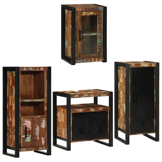 vidaXL Bathroom Furniture Set 4 pcs Multicolour Solid Reclaimed Wood 1
