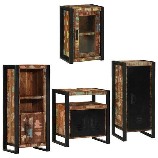 vidaXL Bathroom Furniture Set 4 pcs Multicolour Solid Reclaimed Wood 2