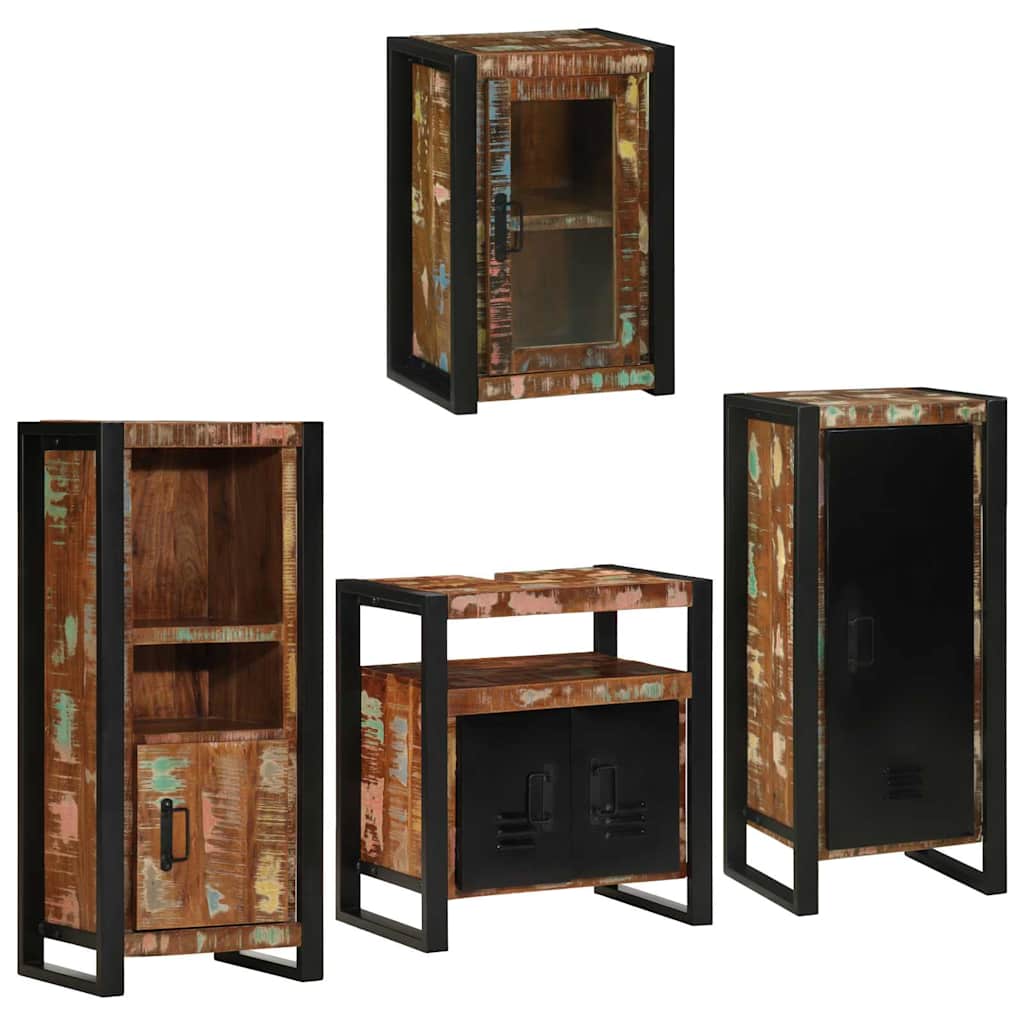 vidaXL Bathroom Furniture Set 4 pcs Multicolour Solid Reclaimed Wood 3