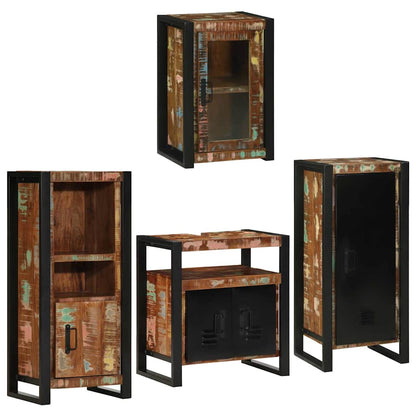 vidaXL Bathroom Furniture Set 4 pcs Multicolour Solid Reclaimed Wood 3