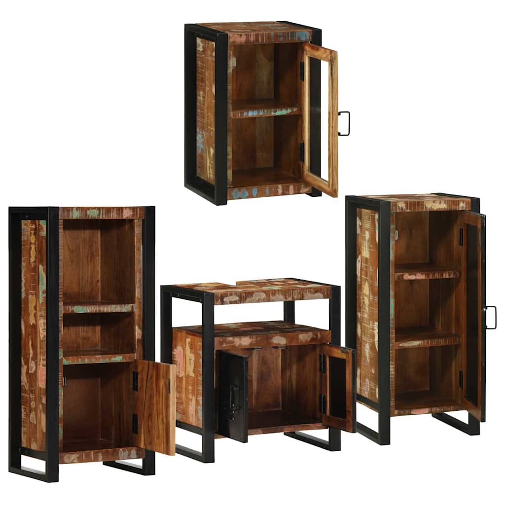 vidaXL Bathroom Furniture Set 4 pcs Multicolour Solid Reclaimed Wood 4