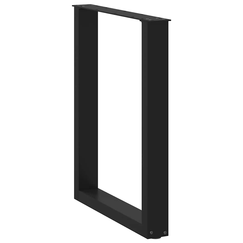 Dining Table Legs U-Shaped Steel 3 pcs Black 70 x (72-73) cm