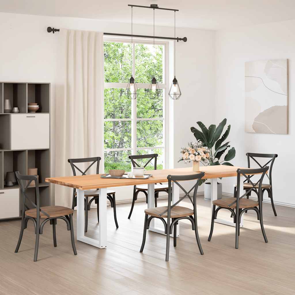 Dining Table Legs U-Shaped Steel 3 pcs White 70 x (72-73) cm
