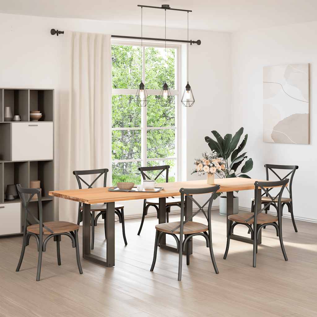 Dining Table Legs U-Shaped Steel 3 pcs Natural 70 x (72-73) cm