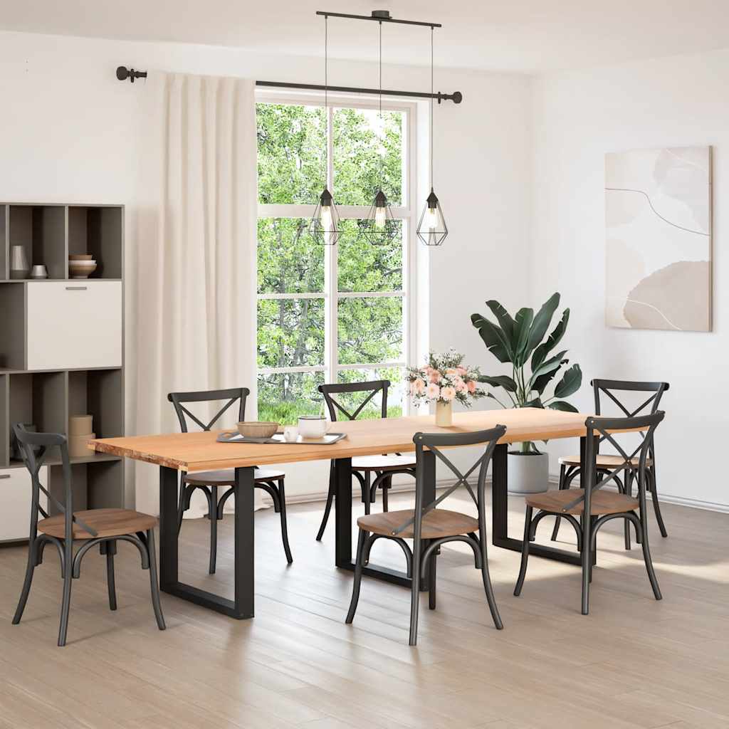 Dining Table Legs U-Shaped Steel 3 pcs Black 80 x (72-73) cm