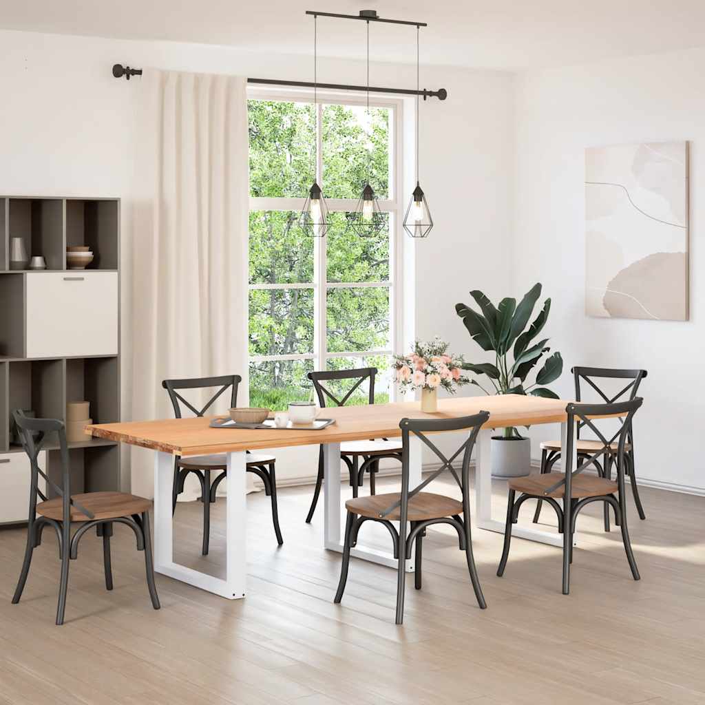 Dining Table Legs U-Shaped Steel 3 pcs White 80 x (72-73) cm