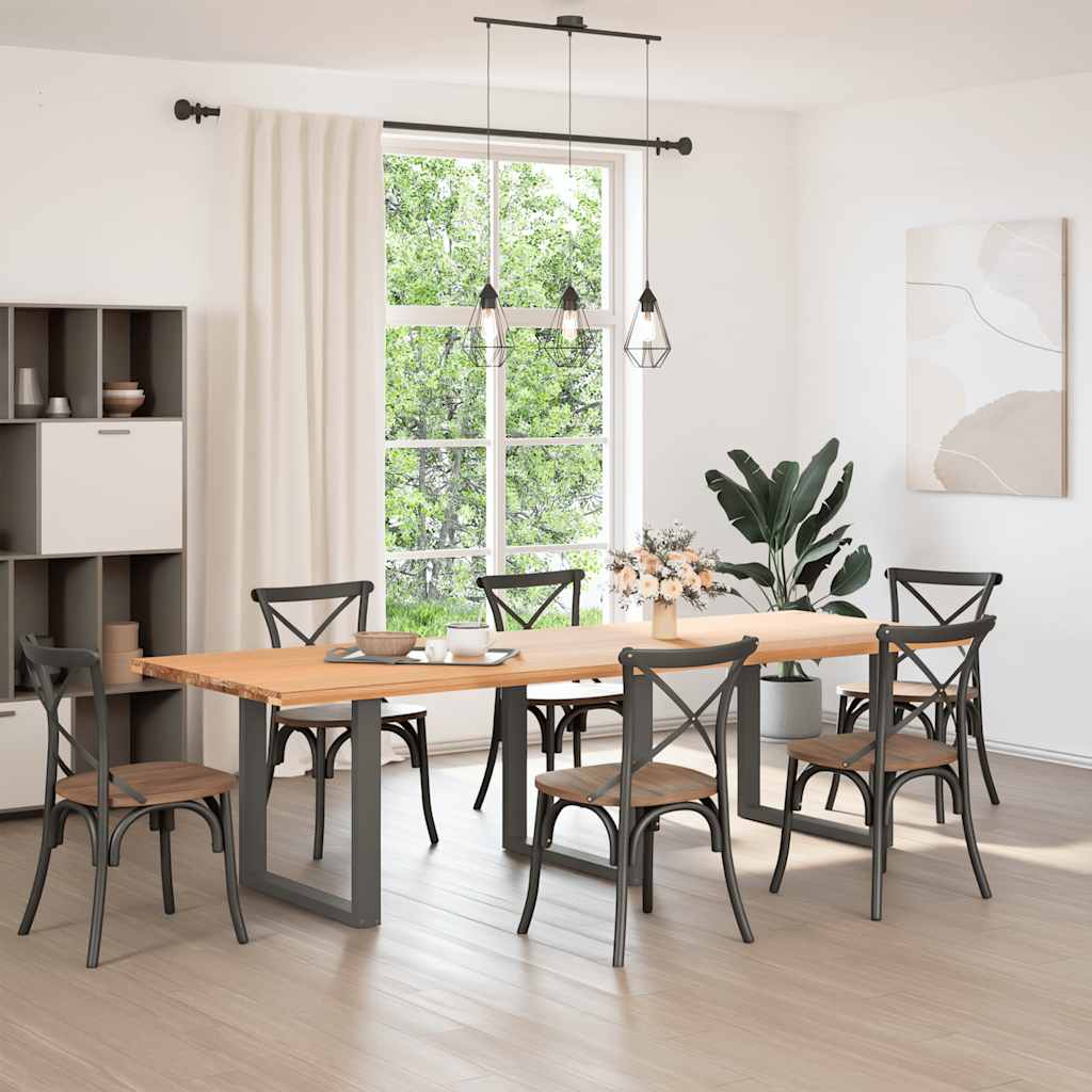 Dining Table Legs U-Shaped Steel 3 pcs Anthracite 90 x (72-73) cm